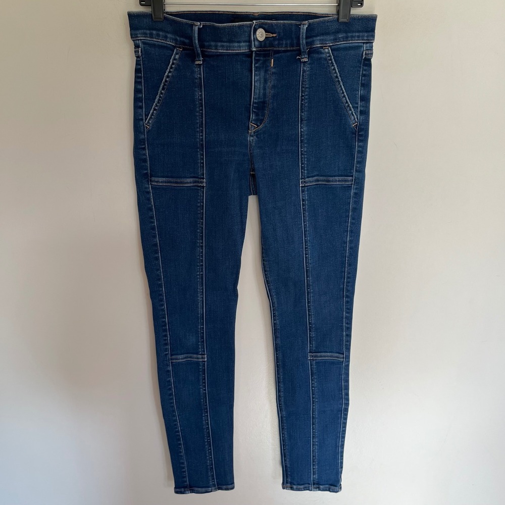 Express Denim Perfect Ankle Legging Jeans Mid Rise Dark Wash Blue Size 8R Seamed